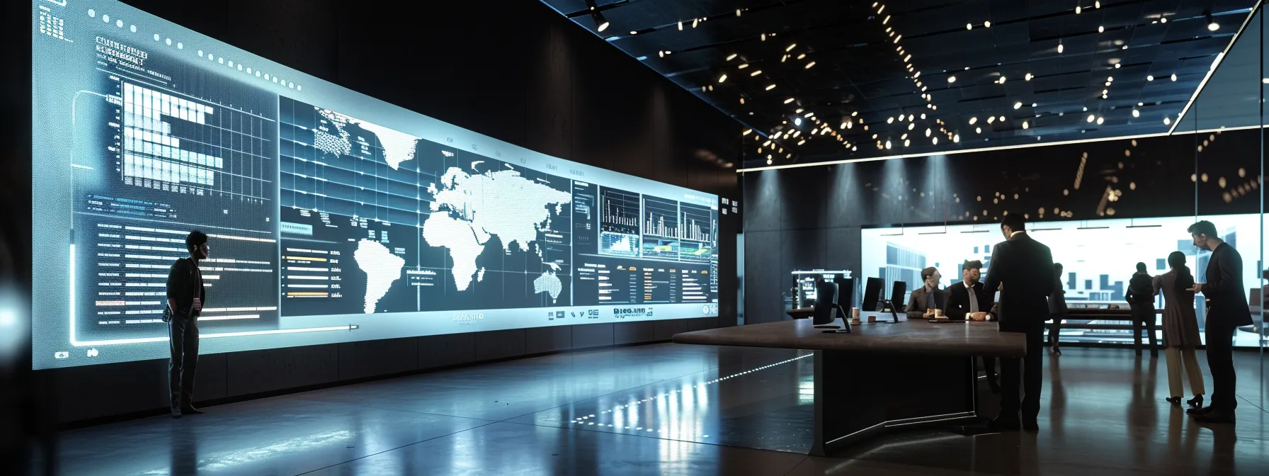 a sleek, modern office space features a large digital screen displaying dynamic graphs and analytics, showcasing the seamless resolution of technical website issues, with a professional team engaged in discussion around a high-tech table. a sleek, modern office space features a large digital screen displaying dynamic graphs and analytics, showcasing the seamless resolution of technical website issues, with a professional team engaged in discussion around a high-tech table.