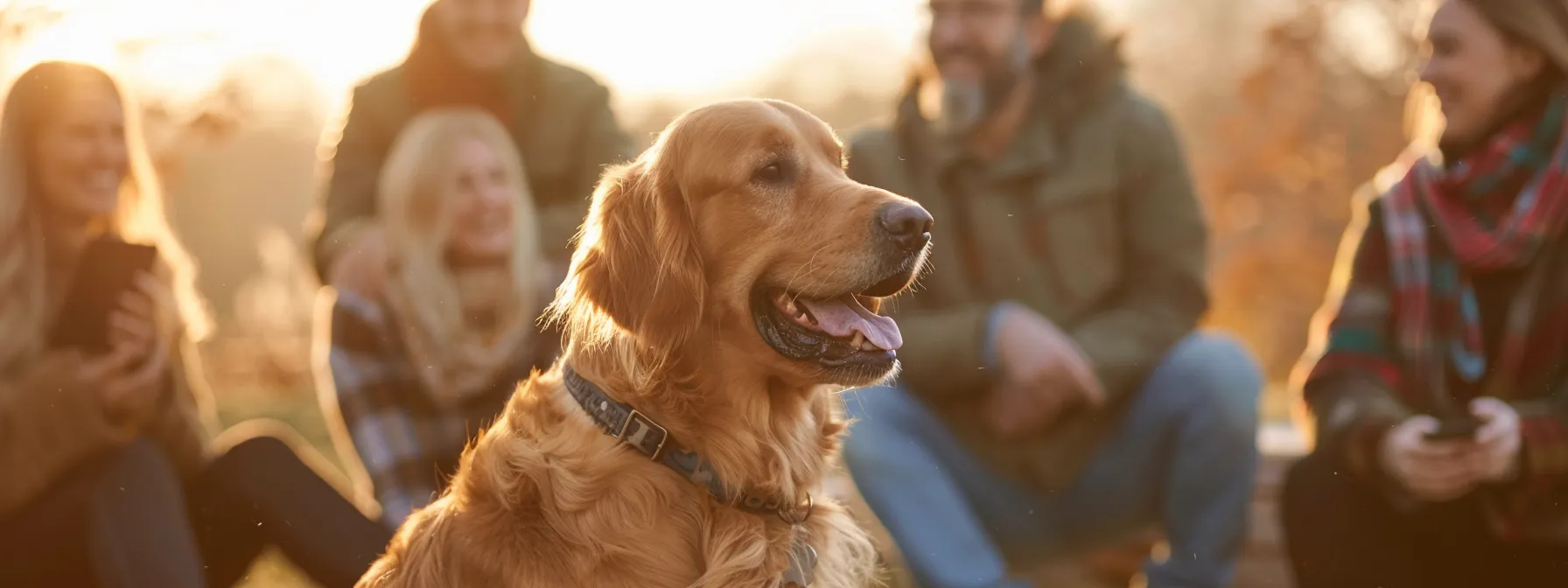 a professional dog trainer demonstrating the use of a voice command gadget to a group of interested pet owners.