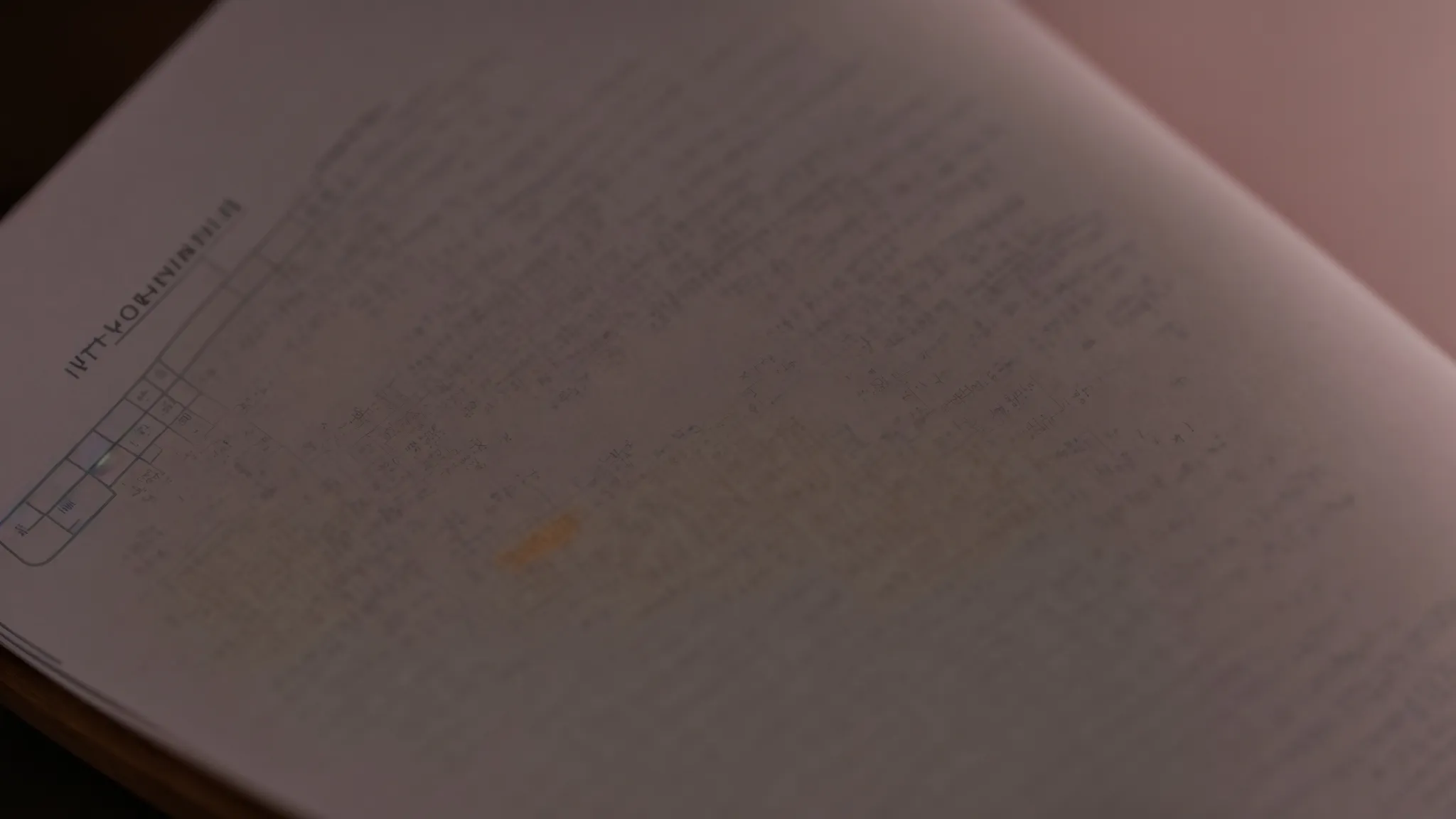 a thick textbook open to pages showing complex algebraic equations and charts under the soft light of a desk lamp, symbolizing a late-night study session.