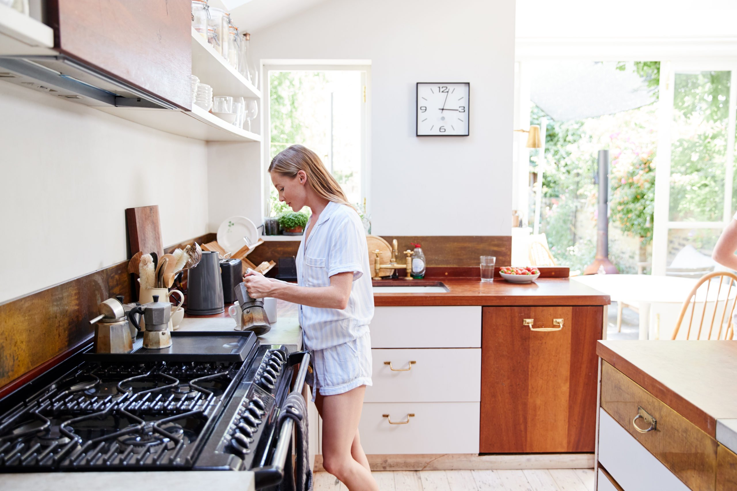 a person in a kitchen