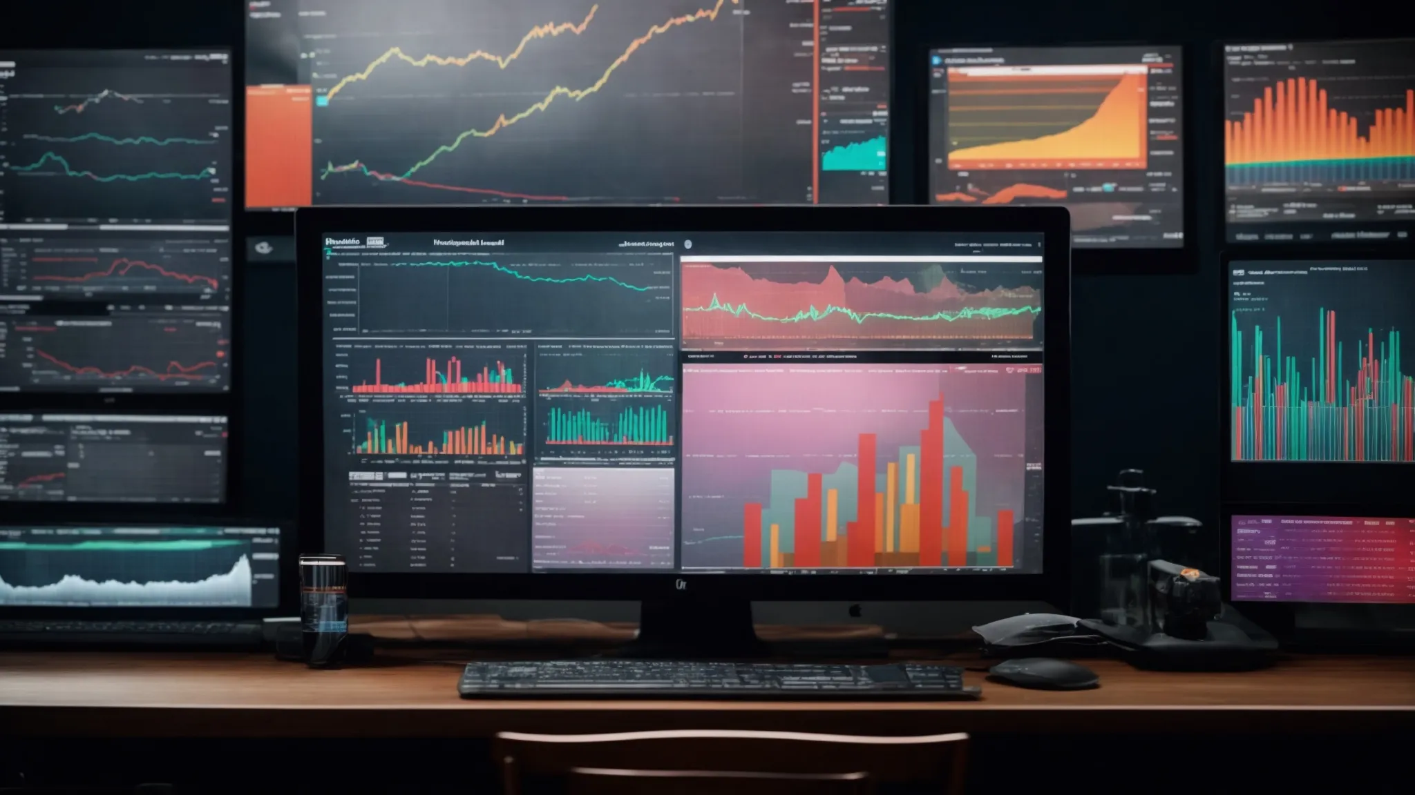 a computer screen displaying colorful charts and graphs related to advertising campaign metrics.