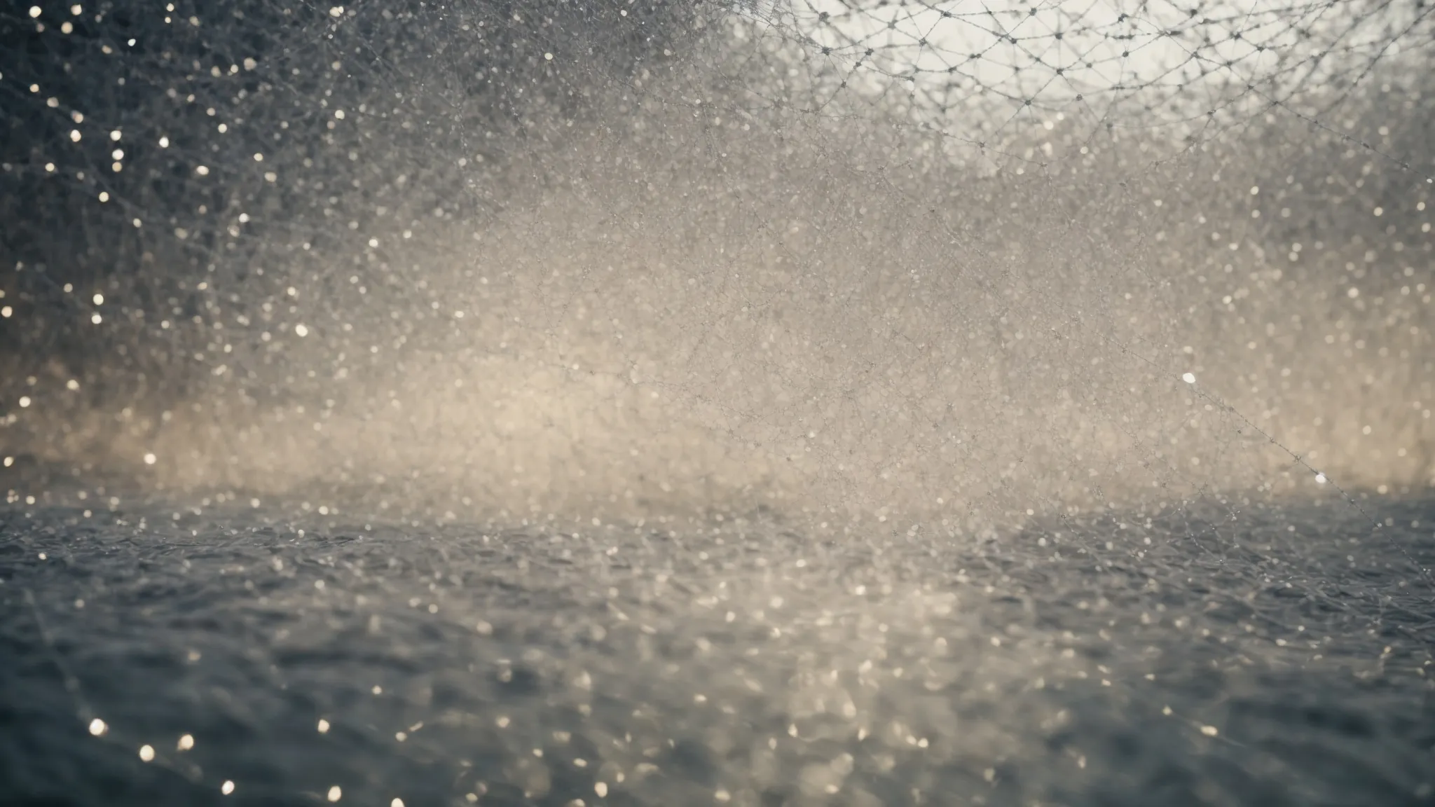 .a network of interconnected dots sprawling across a clear surface, bridged by lines that weave between them to form a complex web