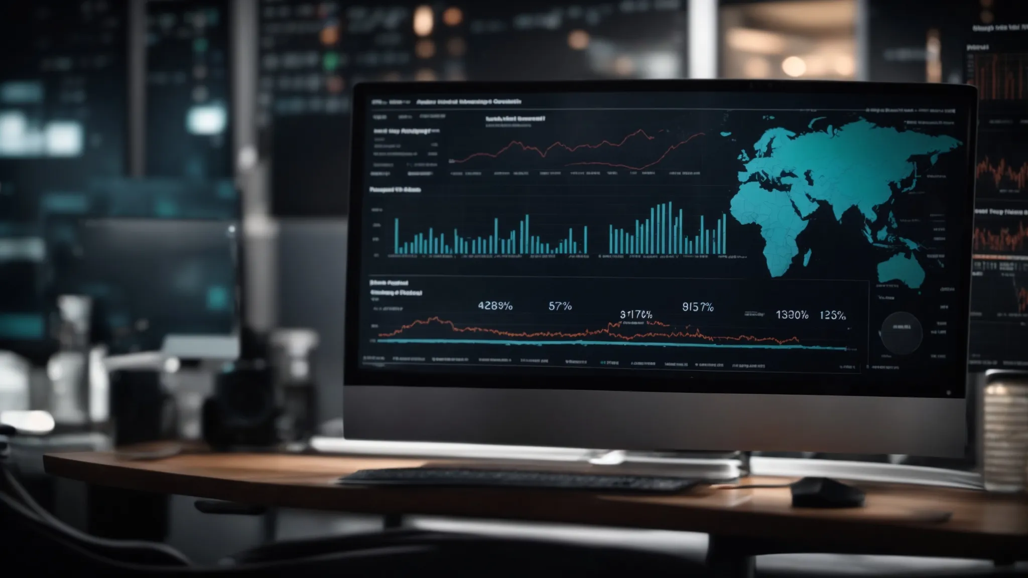 a computer screen displaying analytics and graphs on a digital marketing dashboard, highlighting seo performance.