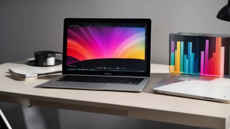 a laptop on a desk displaying colorful graphs and website analytics.