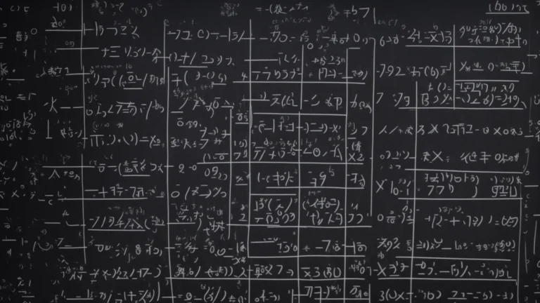 a chalkboard covered in various linear equations, each solved step by step to find the value of x.