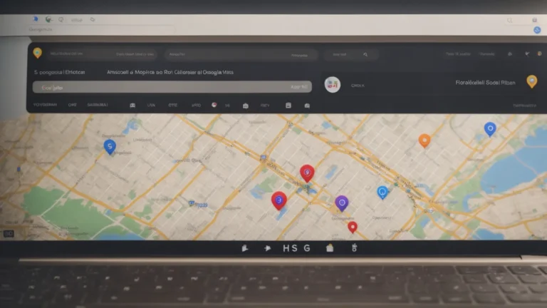 a laptop open to a google maps page showing multiple local business pins on the screen.