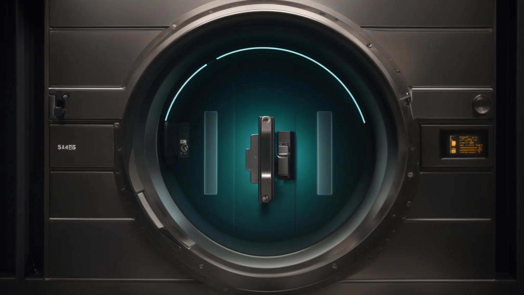 a secure vault door closing on a digital screen displaying consumer data.