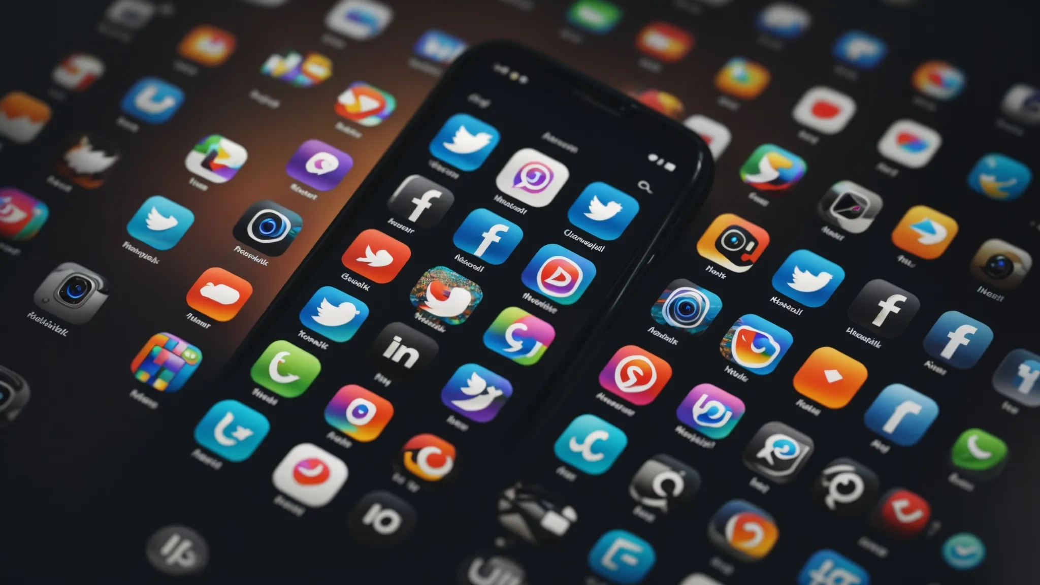 a smartphone screen displaying various social media app icons, examples of earned media