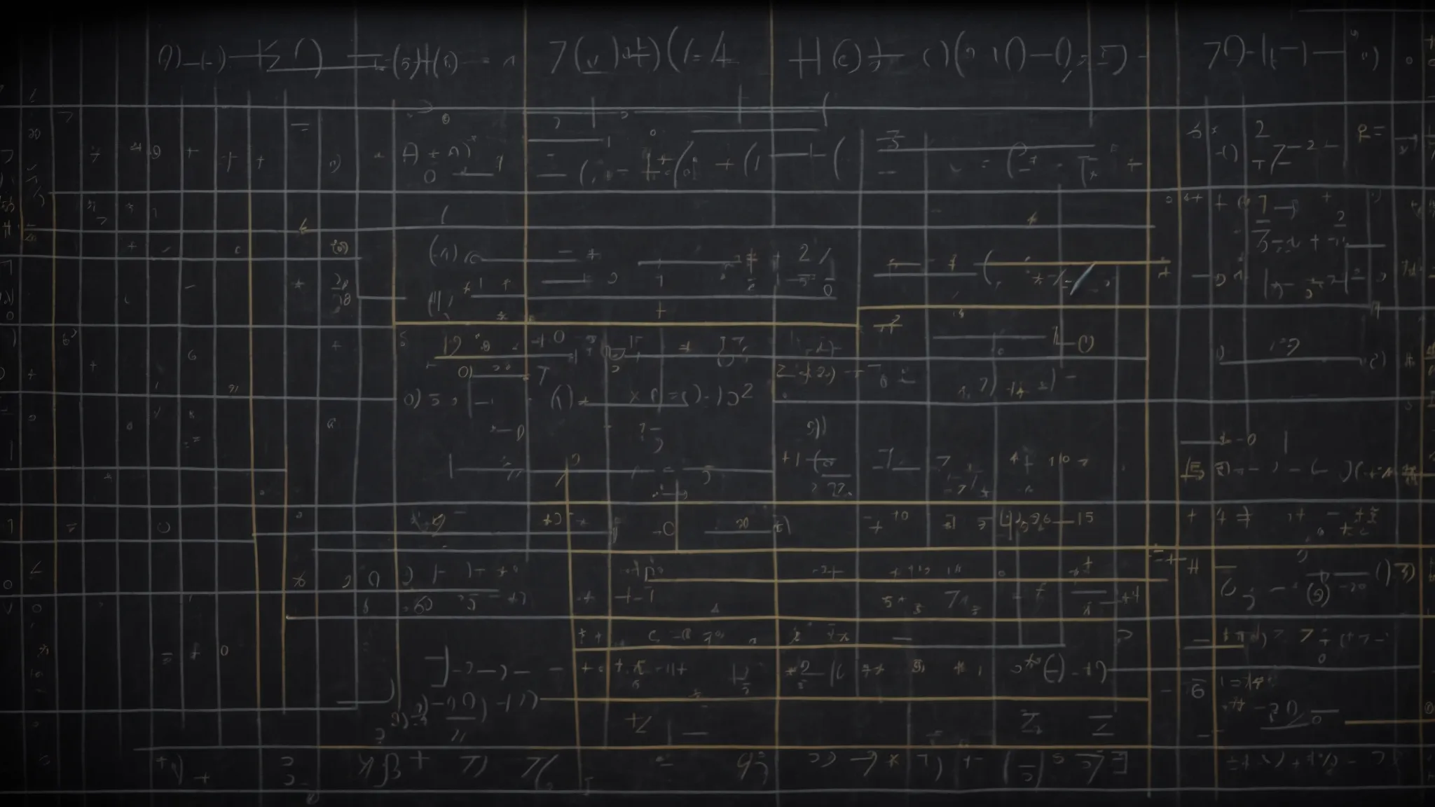 a chalkboard covered with various linear equations, illustrating the concept of parallel and perpendicular lines in geometry and algebra.