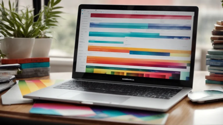 a laptop on a desk displaying a colorful chart with an open email application in the background.