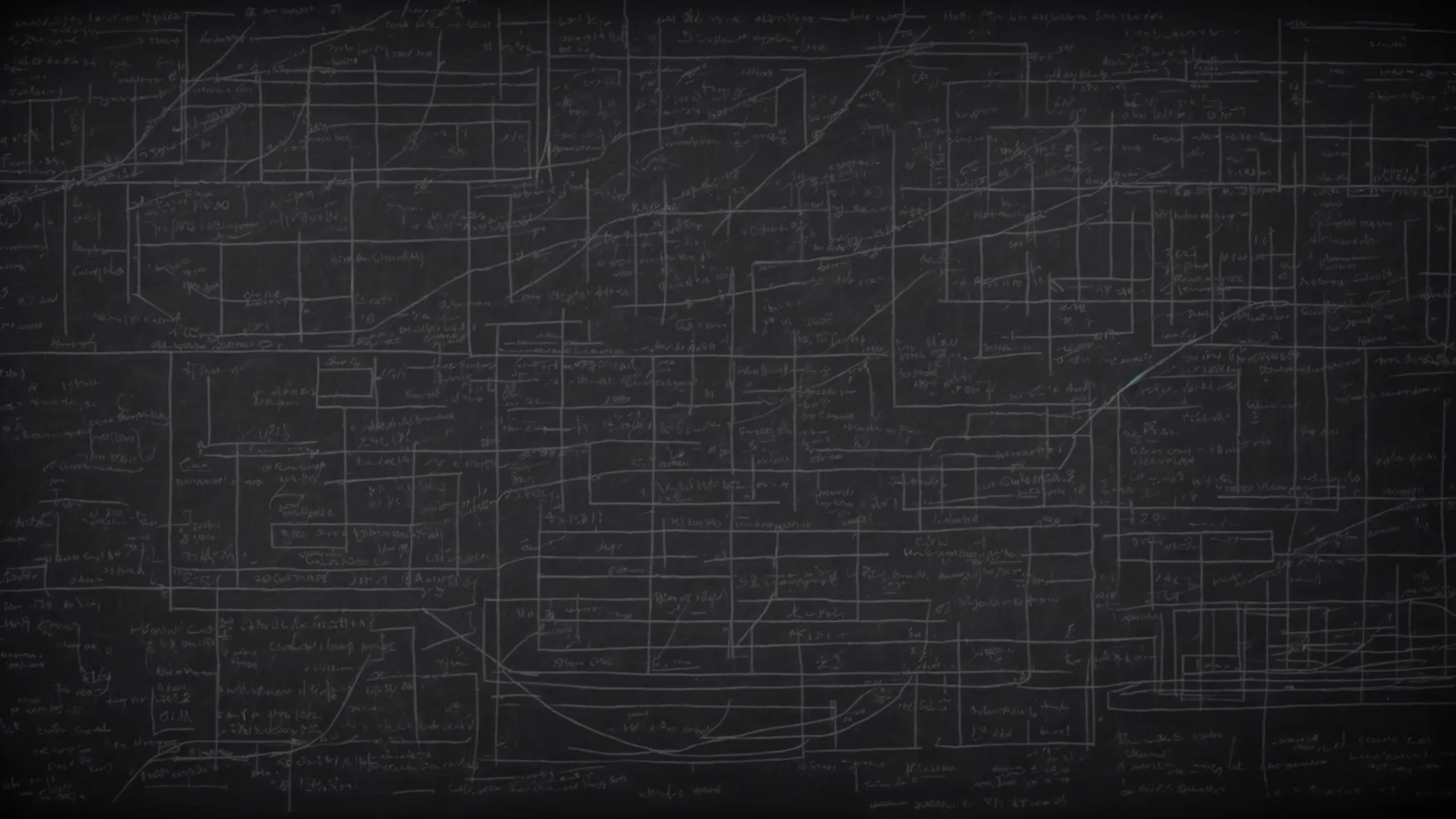a chalkboard filled with drawings of various graph types, highlighting connections between nodes without intricate detail or annotations.