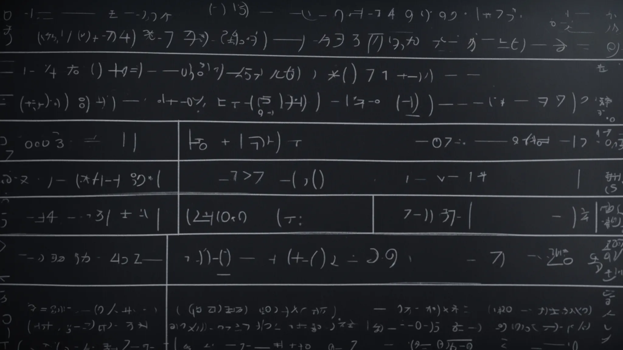 a chalkboard filled with linear equations in various stages of being solved, highlighting the process of isolation and simplification.