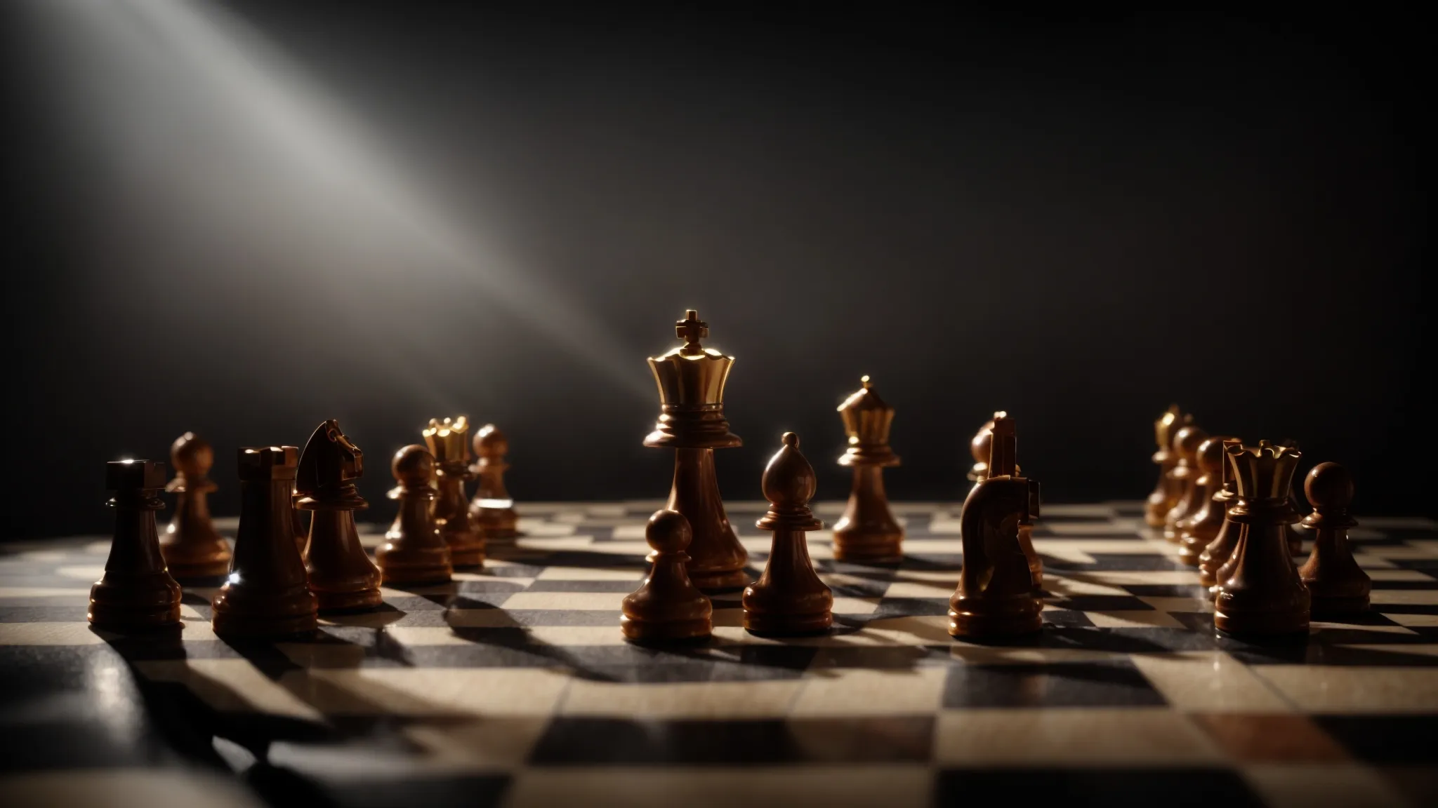 a chessboard under a spotlight, symbolizing strategy and decision-making in games.
