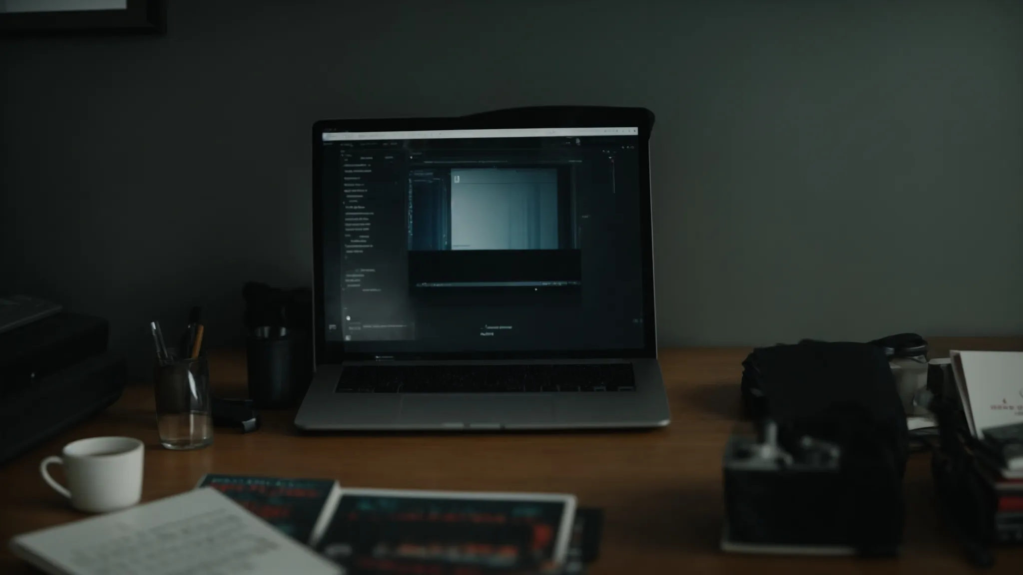 a person sits in front of a computer with the trial version of caption pro open, exploring its features.