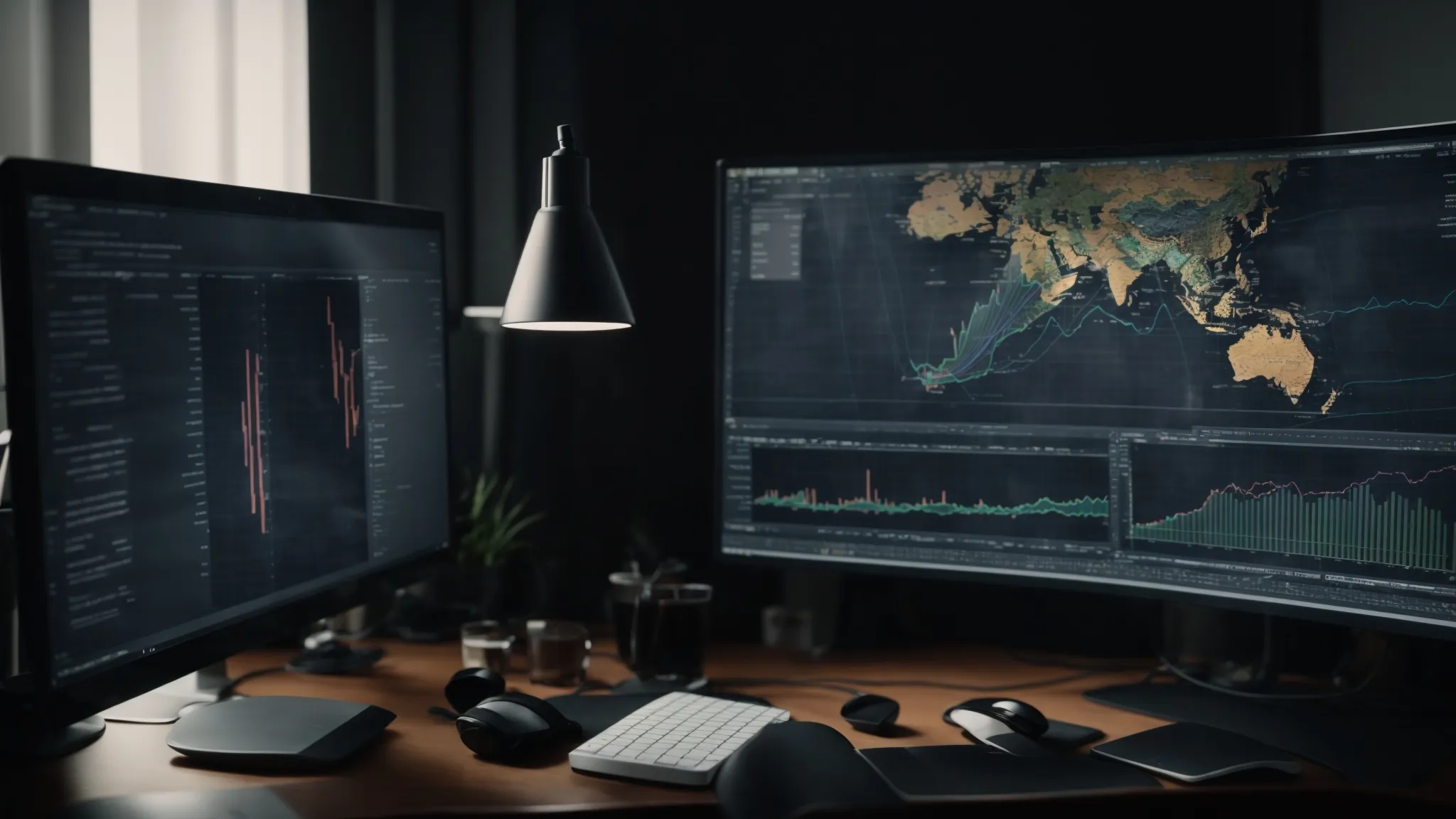 a professional analyzes complex charts and graphs on a computer screen, optimizing a website's seo strategy.