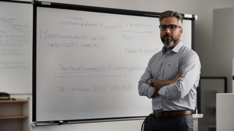 manick stands in front of a whiteboard, illustrating the fundamentals of seo.