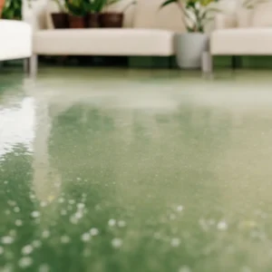 a sparkling clean living room floor with natural light reflecting off its surface, near a potted green plant.