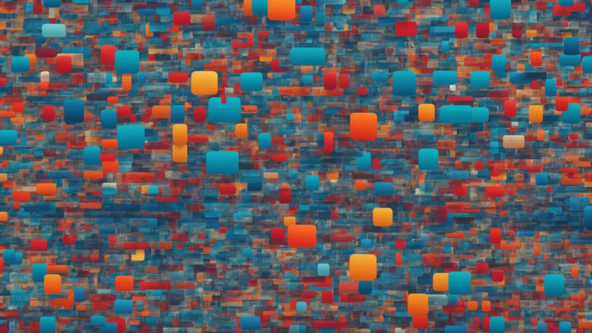 a vibrant mosaic of various trending hashtags and news icons floating atop a busy social media interface backdrop.