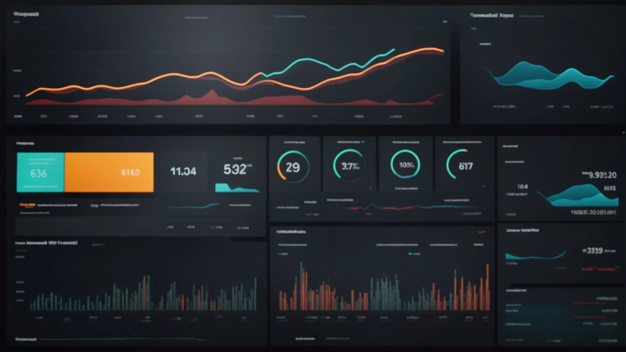a website analytics dashboard displaying graphs and charts of user traffic and engagement trends.