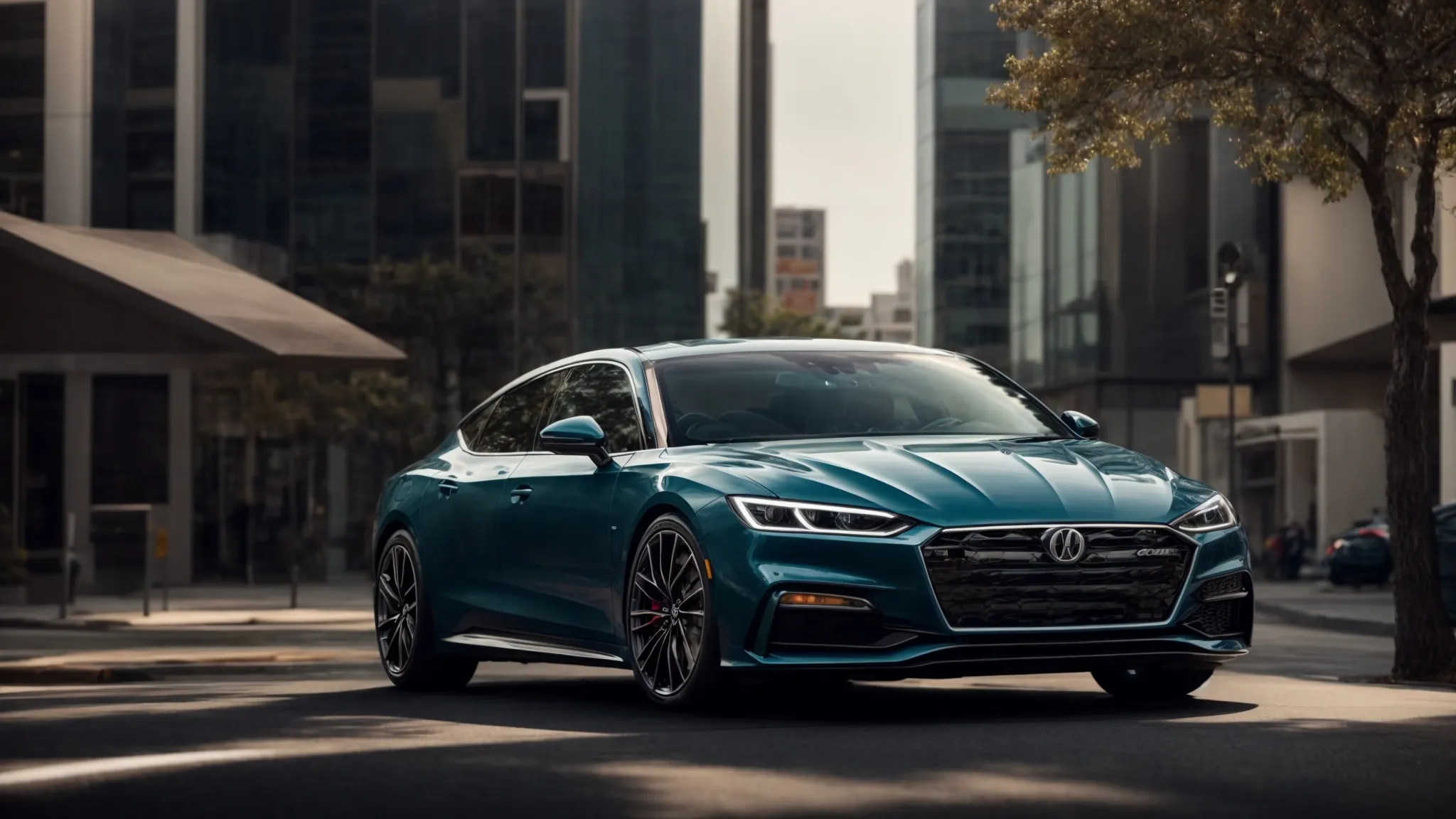 a sleek car displayed prominently on a digital device screen, symbolizing online car sales and marketing.