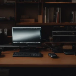 a neat desk with organized cables running smoothly towards a computer and peripherals.