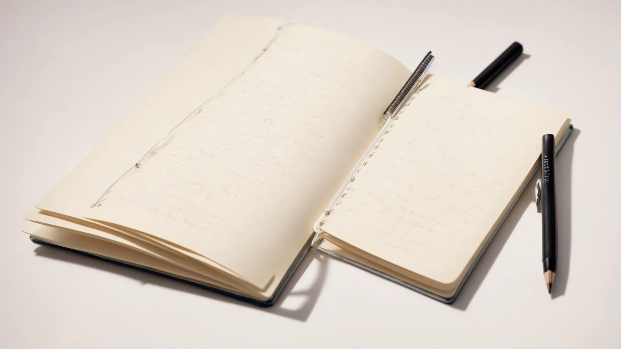 a notebook lies open with quadratic equations neatly written across its pages, alongside a pencil poised for solving.