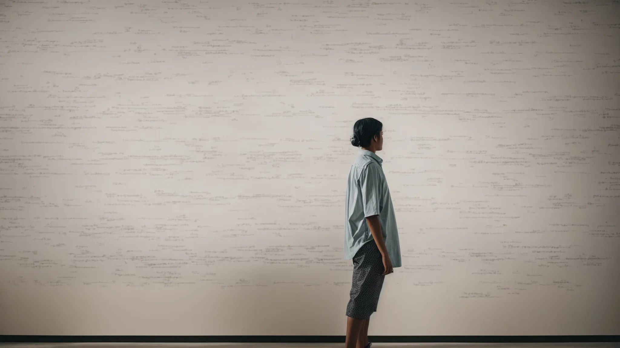 a person stands in front of a large whiteboard filled with mathematical equations and graphs.