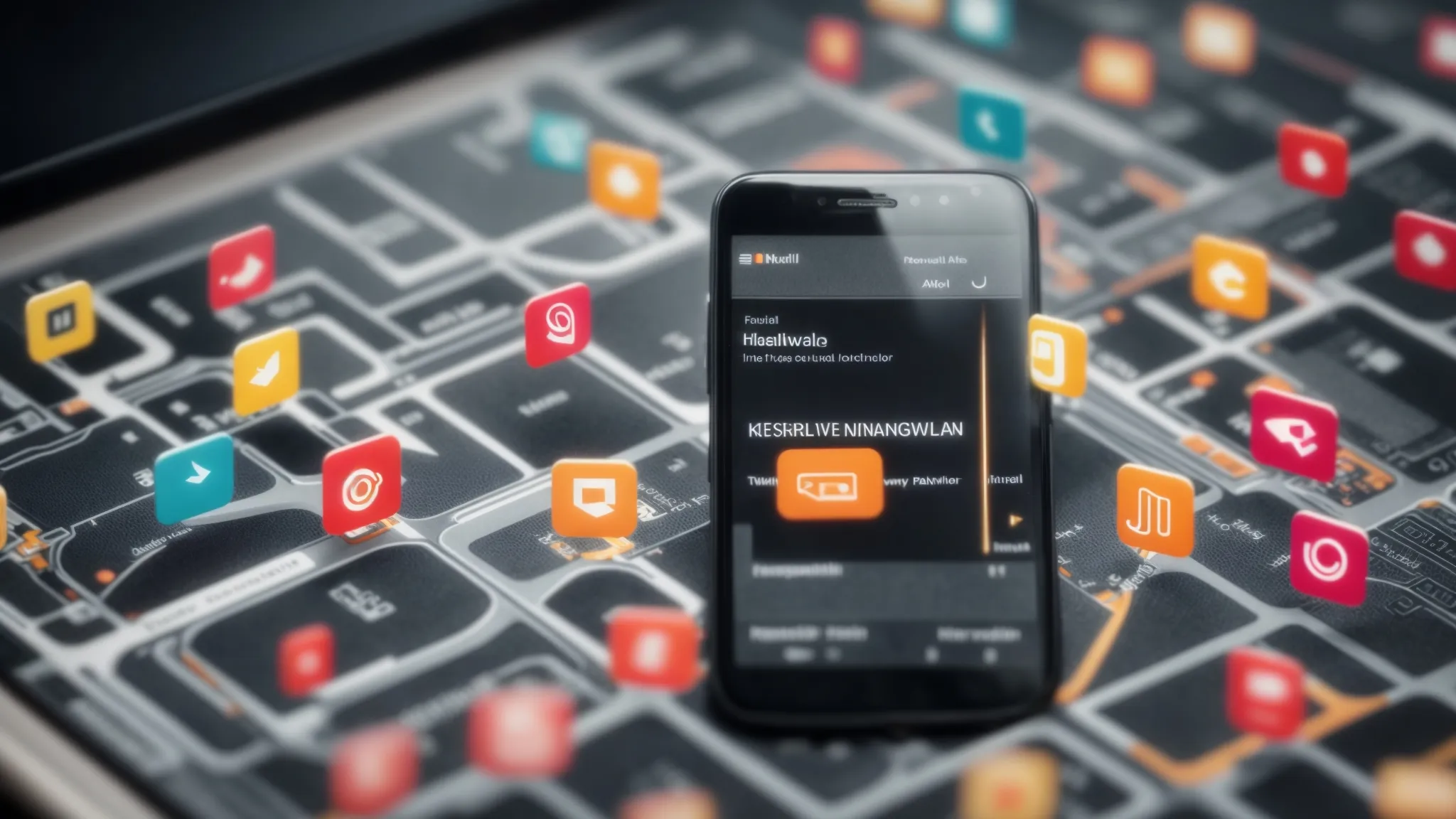 a close-up of a digital device displaying a website loading quickly, surrounded by icons representing mobile compatibility and structured url pathways.