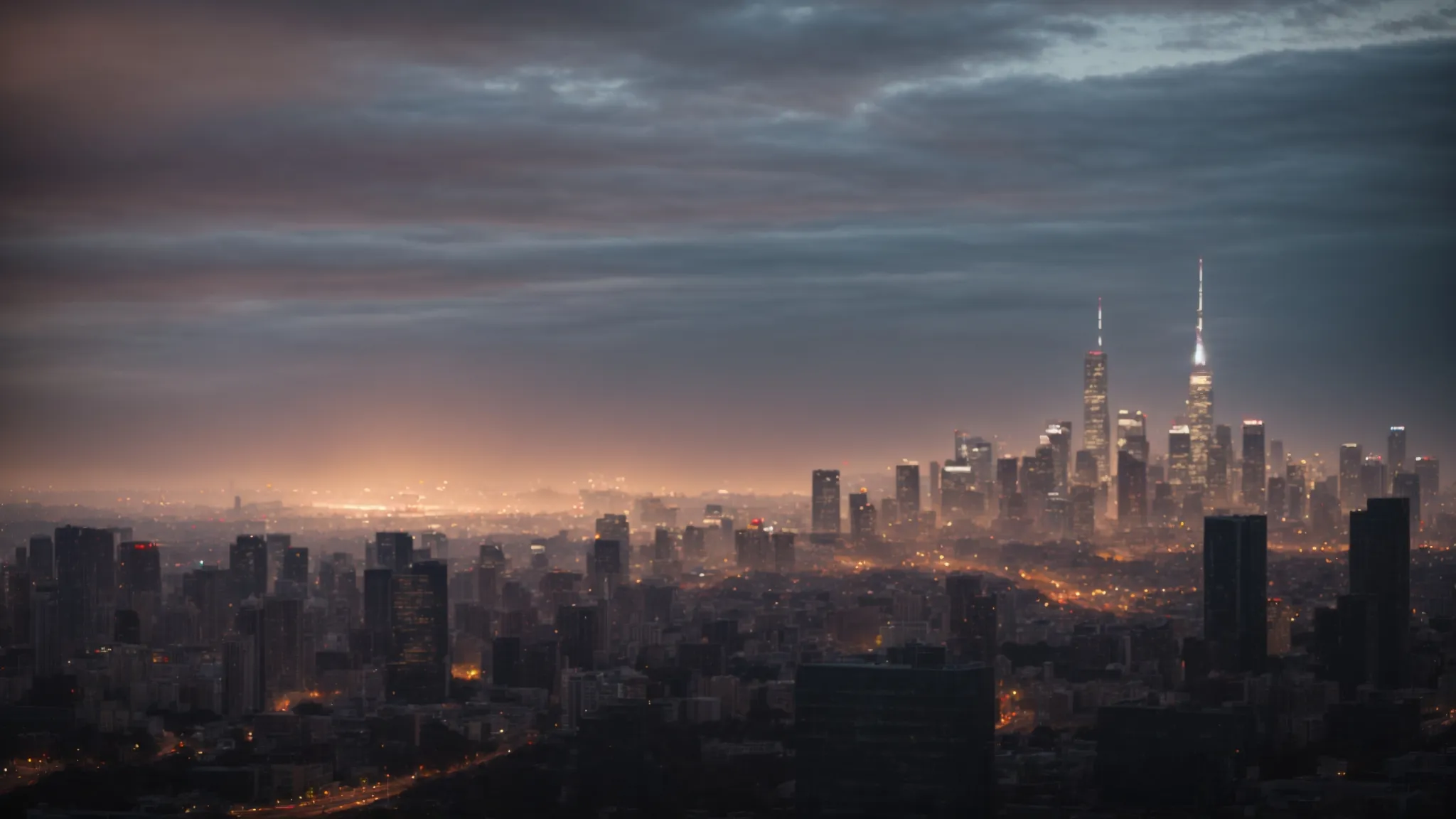 a skyline view at dawn, symbolizing the ambitious rise of businesses in a highly competitive market.