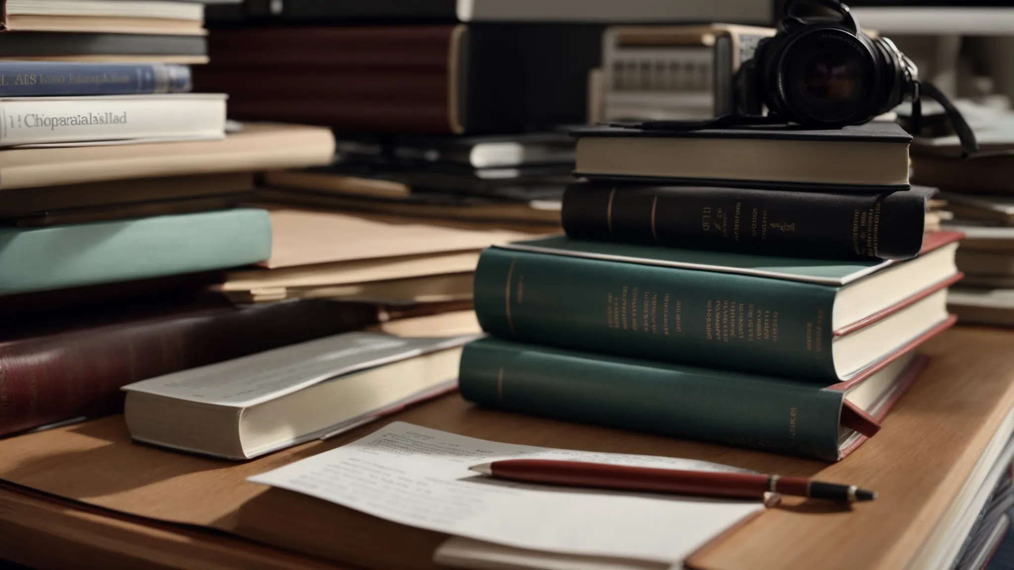 a stack of textbooks beside a computer on a desk, symbolizing traditional and digital forms of education.