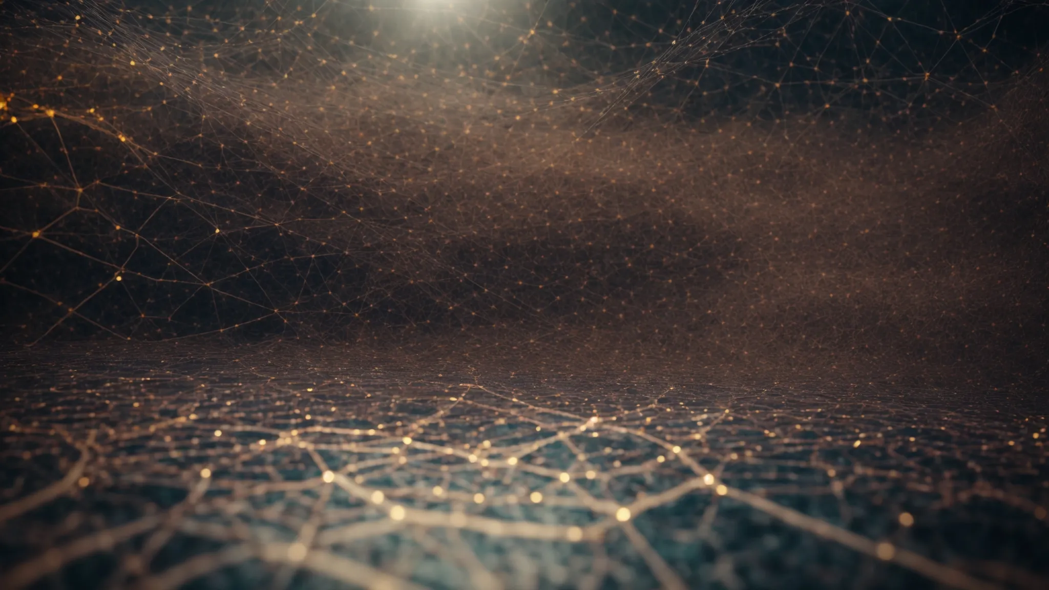 a sprawling network of interconnected dots and lines sprawling across a large board, illustrating a complex web of nodes and pathways.