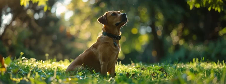 a pet wearing a gps tracker exploring a park.