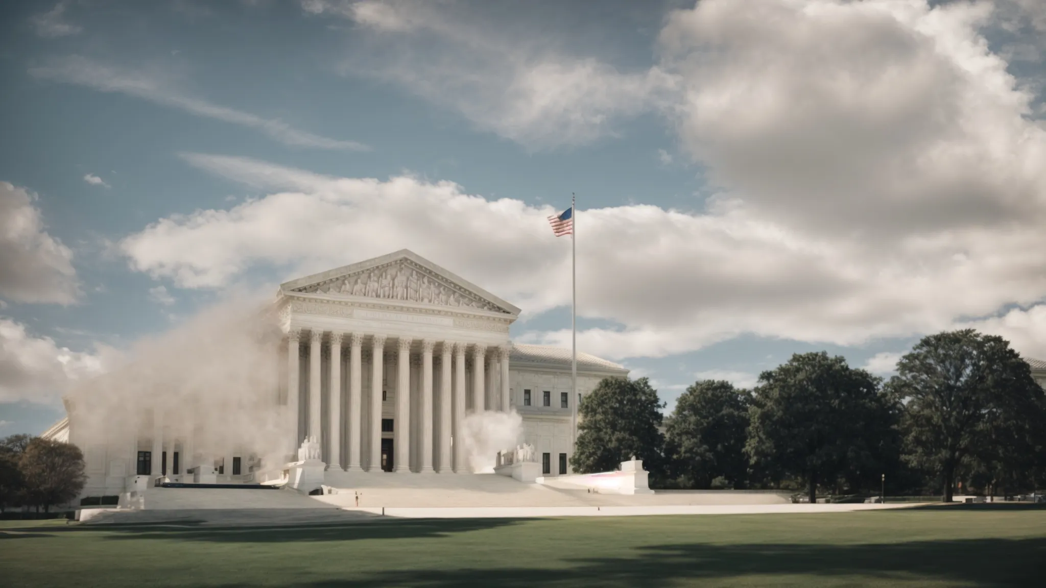 the supreme court building stands majestic under a clear sky, symbolizing a moment of significant judicial declaration.