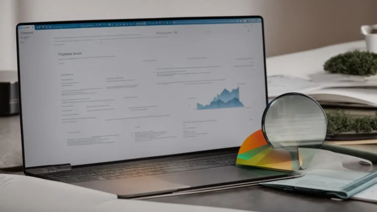 a laptop with a bright screen showing a graph and a magnifying glass on top of a document with the title &ldquo;seo strategies.&rdquo;