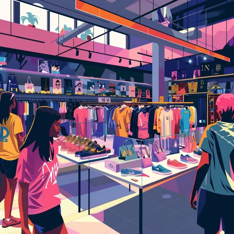 Colorful fast fashion clothing store illustrating the appeal and rapid turnover of trendy garments