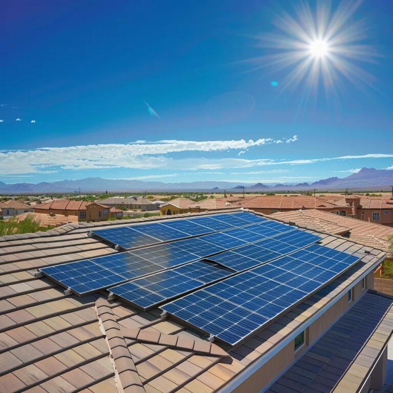 Modern solar roof installation in Las Vegas under bright sunlight